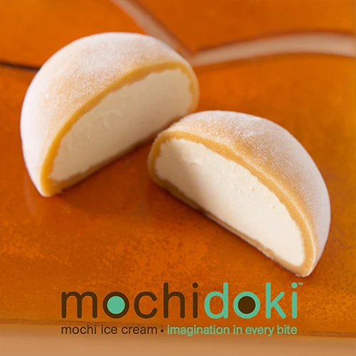 Mochidoki Mochi Ice Cream cut open and on display to look inviting